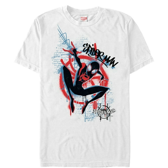 Men's Marvel Spider-Man: Into the Spider-Verse Graffiti Graphic Tee White Small