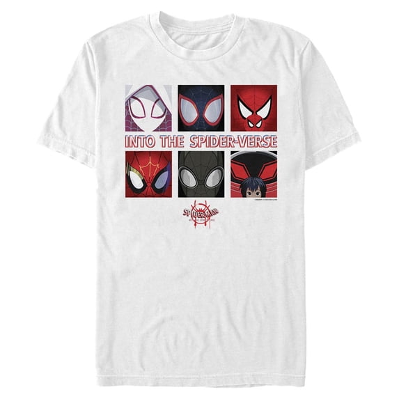 Men's Marvel Spider-Man: Into the Spider-Verse Mask Square Graphic Tee White Small