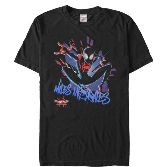 Men's Marvel Spider-Man: Into the Spider-Verse Miles Graffiti Graphic Tee Black Large