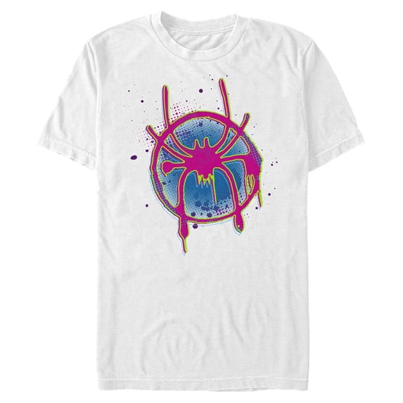 Men's Marvel Spider-Man: Into the Spider-Verse Neon Logo Graphic Tee White Medium