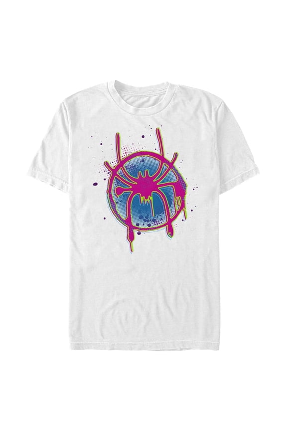 Men's Marvel Spider-Man: Into the Spider-Verse Neon Logo Graphic Tee White Medium