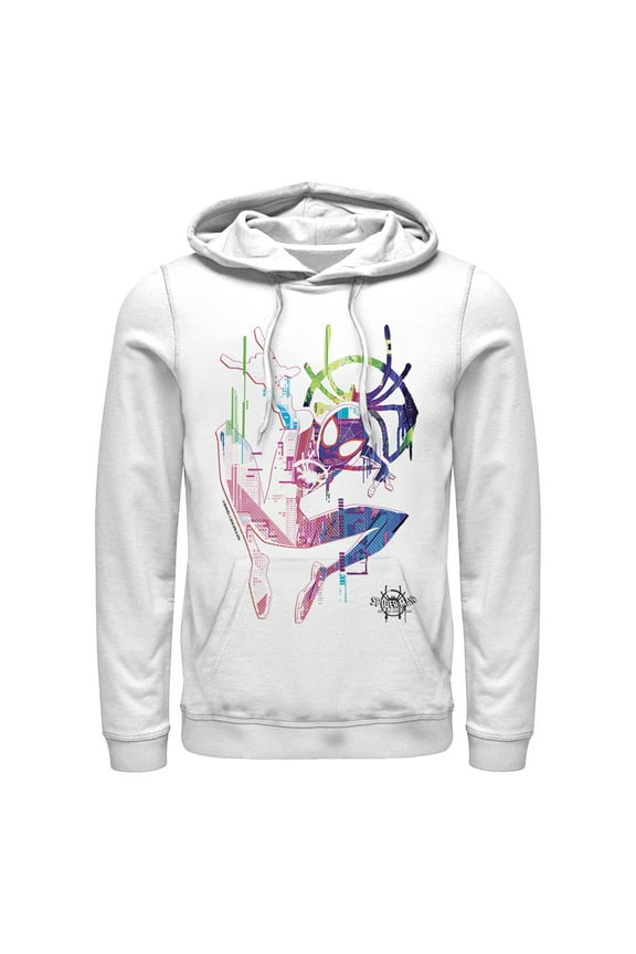 Men's Marvel: Spider-Man: Into the Spider-Verse Rainbow Watercolor  Pull Over Hoodie