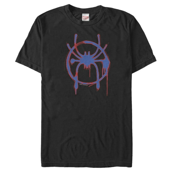 Men's Marvel Spider-Man: Into the Spider-Verse Spray Paint Logo Graphic Tee Black Large