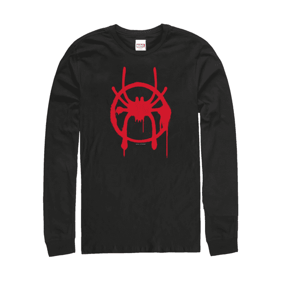 Men's Marvel Spider-Man: Into the Spider-Verse Symbol Long Sleeve Shirt Black Large