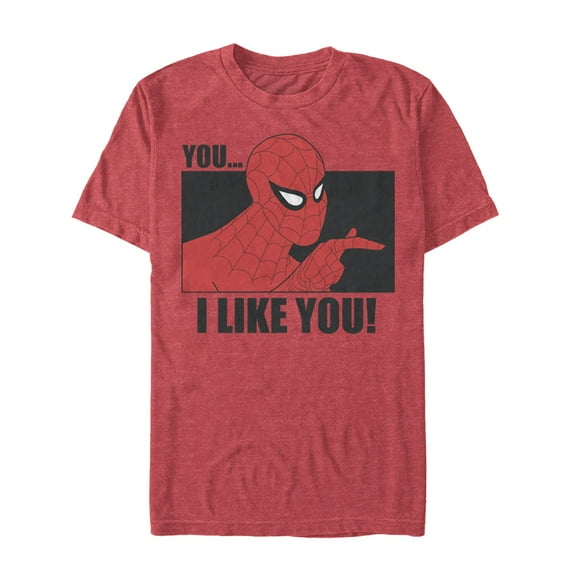 Men's Marvel Spider-Man Likes You  Graphic Tee Red Heather X Large