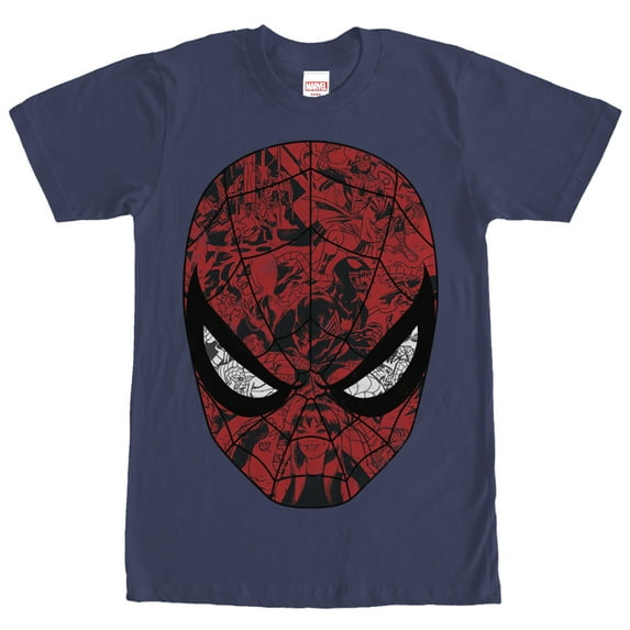 Men's Marvel Spider-Man Mask Graphic Tee Navy Blue Large
