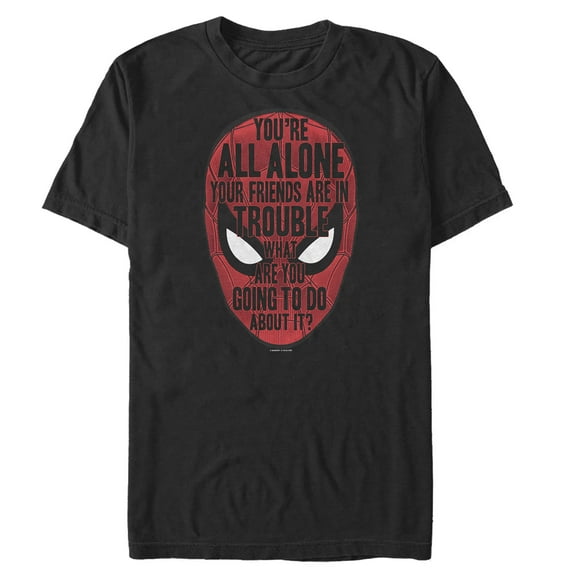Men's Marvel Spider-Man: Far From Home Alone Quote Graphic Tee Black Medium