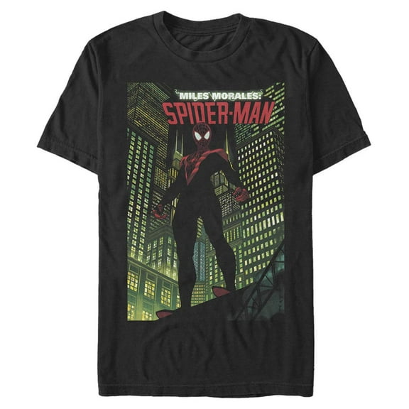 Men's Marvel Spider-Man Miles Morales City Guardian  Graphic Tee Black Large