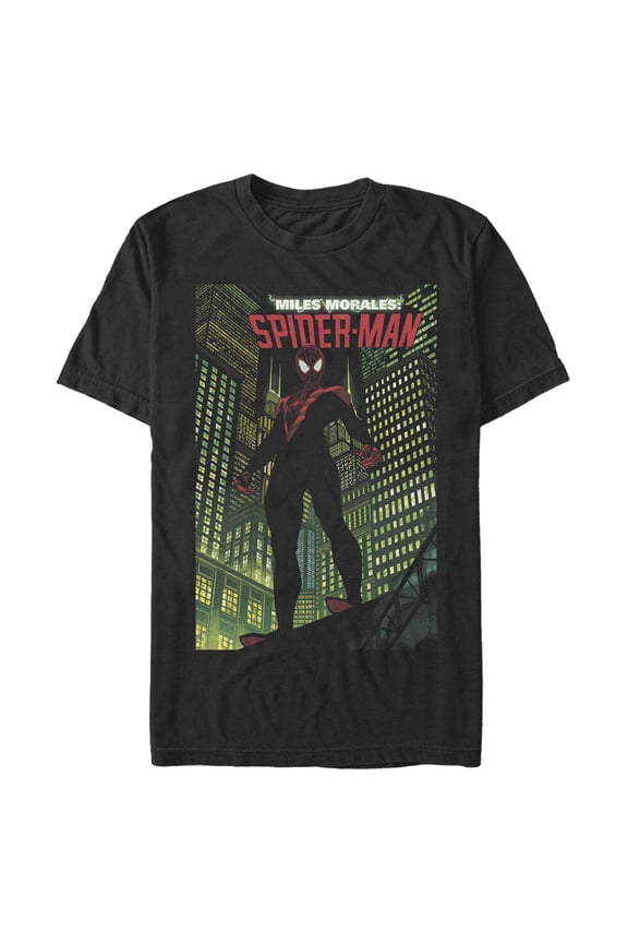 Men's Marvel Spider-Man Miles Morales City Guardian Graphic Tee Black X Large