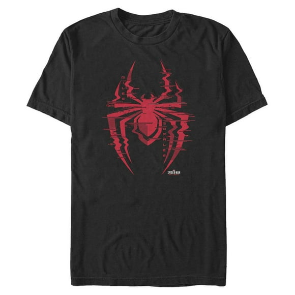 Men's Marvel Spider-Man: Miles Morales Glitch Logo  Graphic Tee Black 3X Large