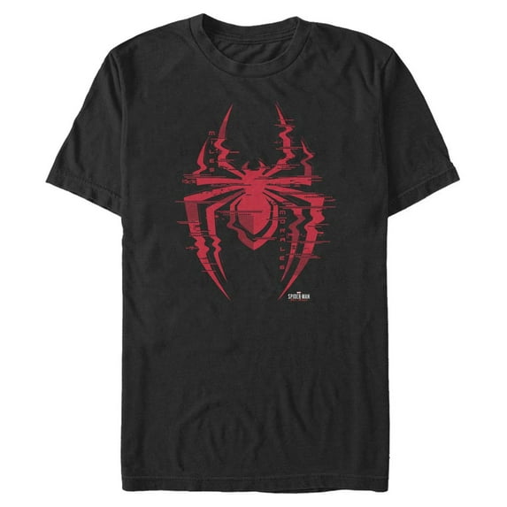 Men's Marvel Spider-Man: Miles Morales Glitch Logo Graphic Tee Black X Large