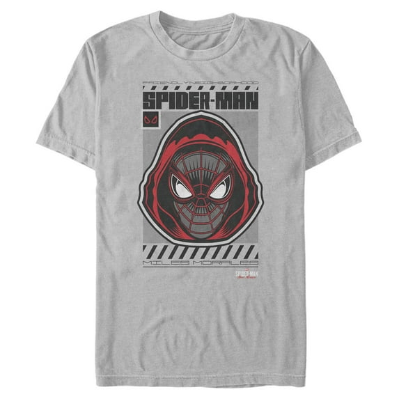 Men's Marvel Spider-Man: Miles Morales Hooded Hero Graphic Tee Silver Large