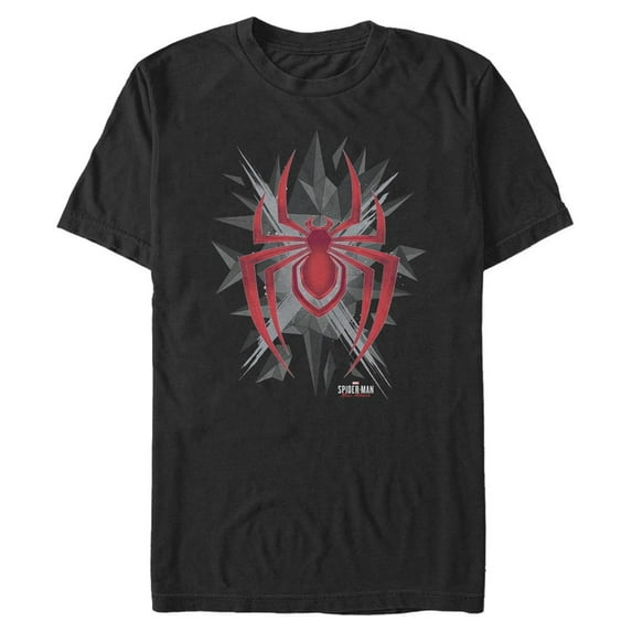 Men's Marvel Spider-Man: Miles Morales Shatter Logo Graphic Tee Black 3X Large