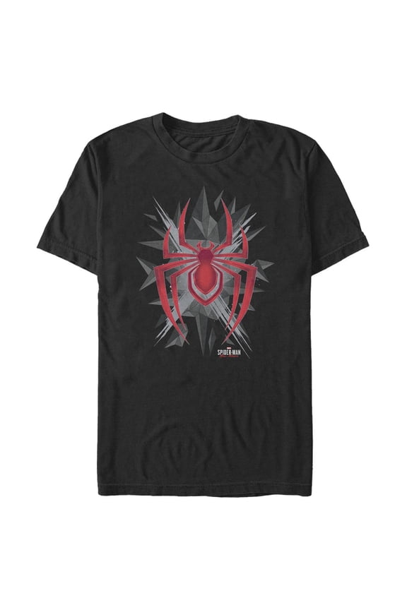 Men's Marvel Spider-Man: Miles Morales Shatter Logo Graphic Tee Black Large