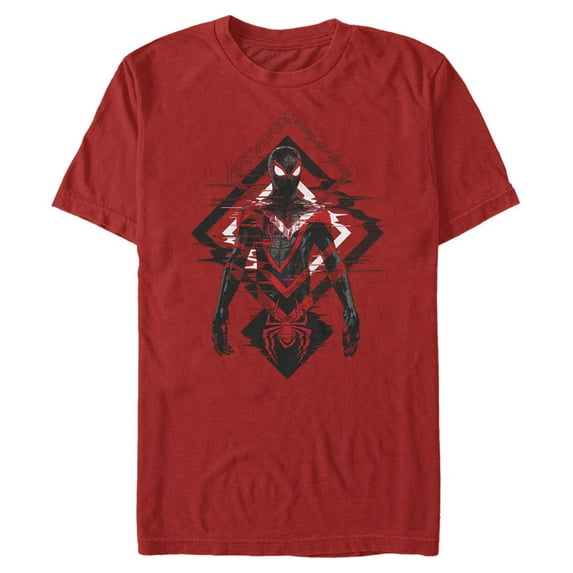 Men's Marvel Spider-Man: Miles Morales Tech Glitch Graphic Tee Red 3X Large