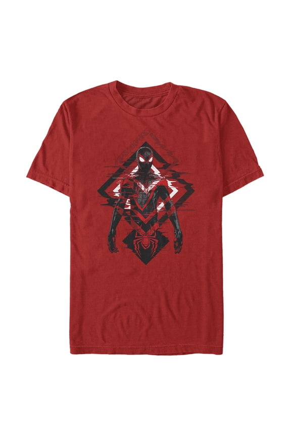 Men's Marvel Spider-Man: Miles Morales Tech Glitch Graphic Tee Red Large