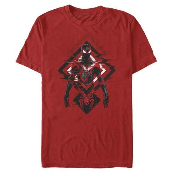Men's Marvel Spider-Man: Miles Morales Tech Glitch  Graphic Tee Red Large