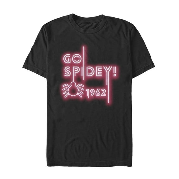 Men's Marvel Spider-Man Neon Light Logo  Graphic Tee Black 5X Large