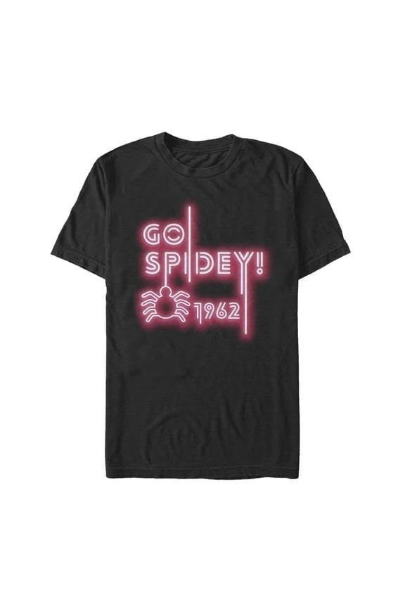 Men's Marvel Spider-Man Neon Light Logo Graphic Tee Black 5X Large