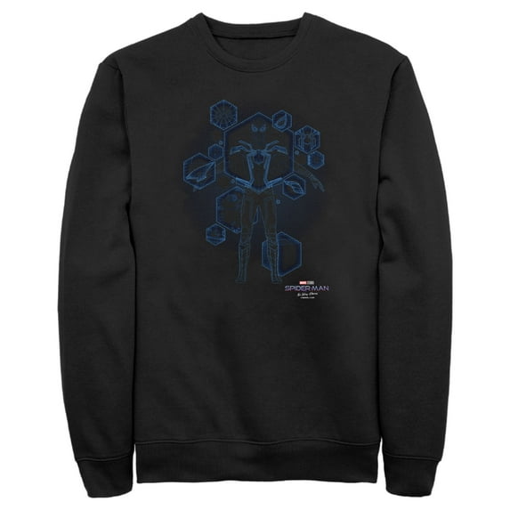 Men's Marvel Spider-Man: No Way Home Black Suit Blueprint Sweatshirt Black 3X Large