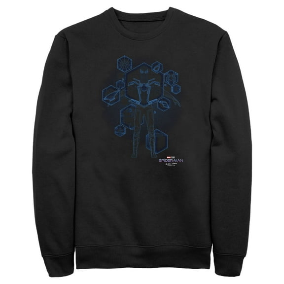 Men's Marvel Spider-Man: No Way Home Black Suit Blueprint Sweatshirt Black Small