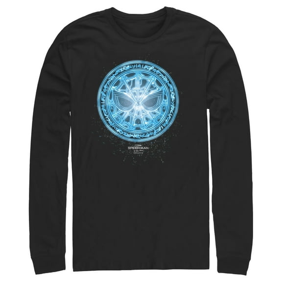 Men's Marvel Spider-Man: No Way Home Blue Spidey Rune Long Sleeve Shirt Black Large