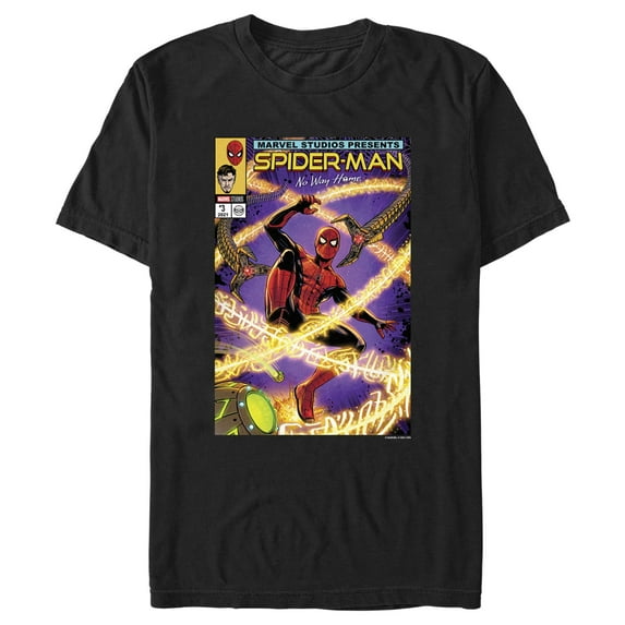 Men's Marvel Spider-Man: No Way Home Doc Ock Comic Cover Graphic Tee Black 2X Large