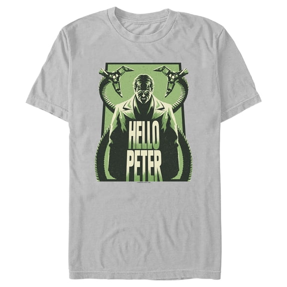 Men's Marvel Spider-Man: No Way Home Doc Ock Hello Peter  Graphic Tee Silver Small