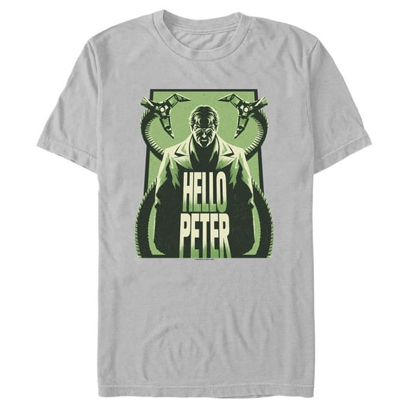 Men's Marvel Spider-Man: No Way Home Doc Ock Hello Peter Graphic Tee Silver X Large