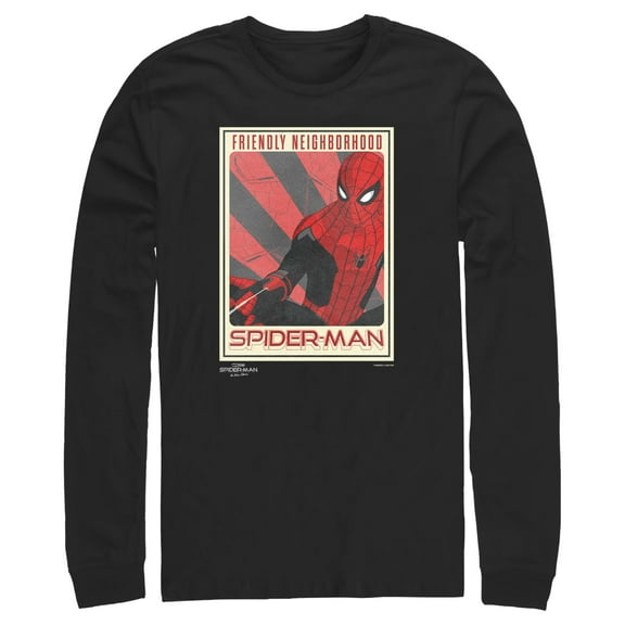Men's Marvel Spider-Man: No Way Home Friendly Neighborhood Poster  Long Sleeve Shirt Black Large