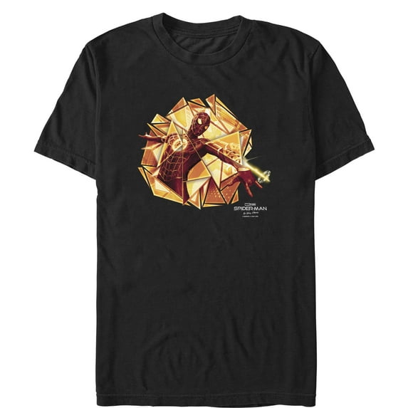 Men's Marvel Spider-Man: No Way Home Gold Web Shot Graphic Tee Black Small