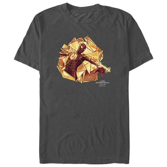 Men's Marvel Spider-Man: No Way Home Gold Web Shot Graphic Tee Charcoal Small