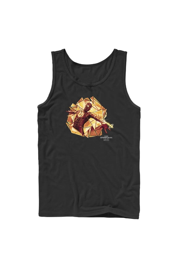 Men's Marvel Spider-Man: No Way Home Gold Web Shot Tank Top Black Small