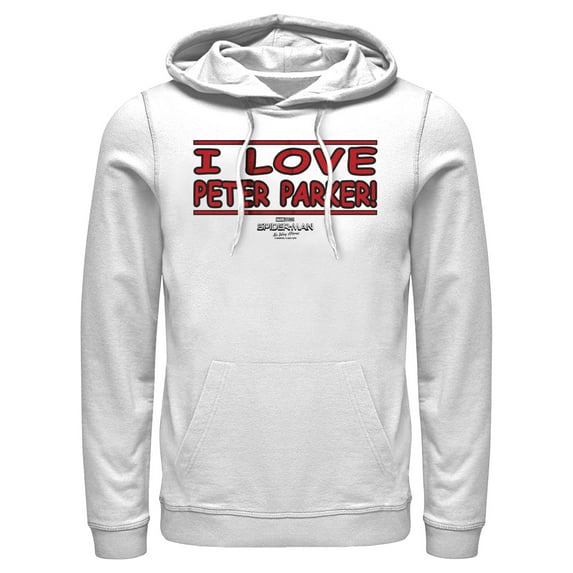 Men's Marvel Spider-Man: No Way Home I Love Peter Parker Pull Over Hoodie White Large
