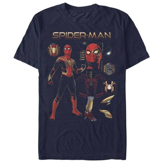 Men's Marvel Spider-Man: No Way Home Iron Suit Gear Graphic Tee Navy Blue 3X Large