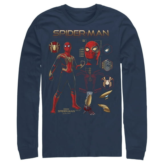 Men's Marvel Spider-Man: No Way Home Iron Suit Gear  Long Sleeve Shirt Navy Blue Medium