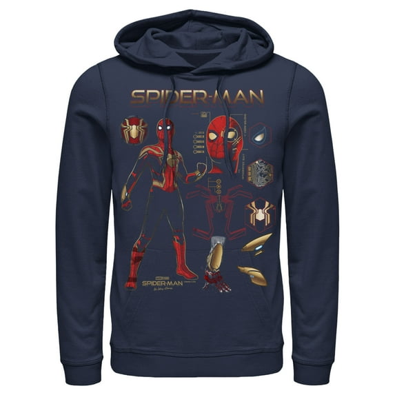 Men's Marvel Spider-Man: No Way Home Iron Suit Gear Pull Over Hoodie Navy Blue X Large