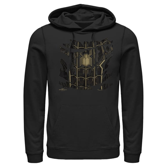 Men's Marvel Spider-Man: No Way Home Ripped Black Suit Pull Over Hoodie Black 2X Large