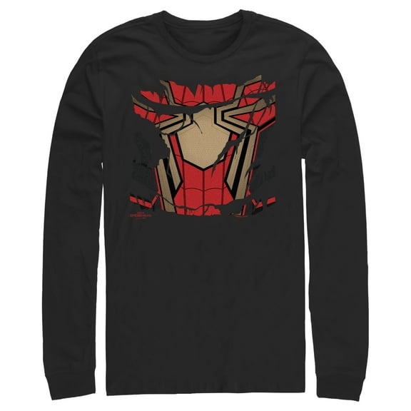 Men's Marvel Spider-Man: No Way Home Ripped Iron Suit  Long Sleeve Shirt Black Large