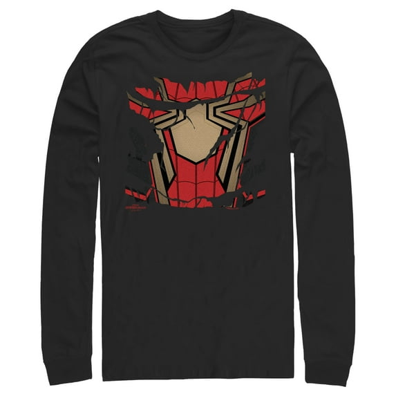 Men's Marvel Spider-Man: No Way Home Ripped Iron Suit Long Sleeve Shirt Black Small