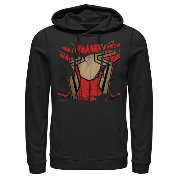 Men's Marvel Spider-Man: No Way Home Ripped Iron Suit Pull Over Hoodie Black Large
