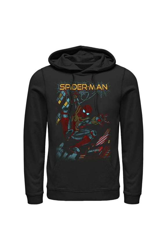 Men's Marvel Spider-Man: No Way Home Slinging Cover Pull Over Hoodie Black 2X Large
