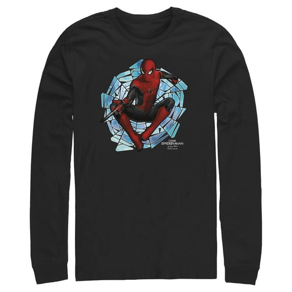 Men's Marvel Spider-Man: No Way Home Spinning Webs Long Sleeve Shirt Black 2X Large