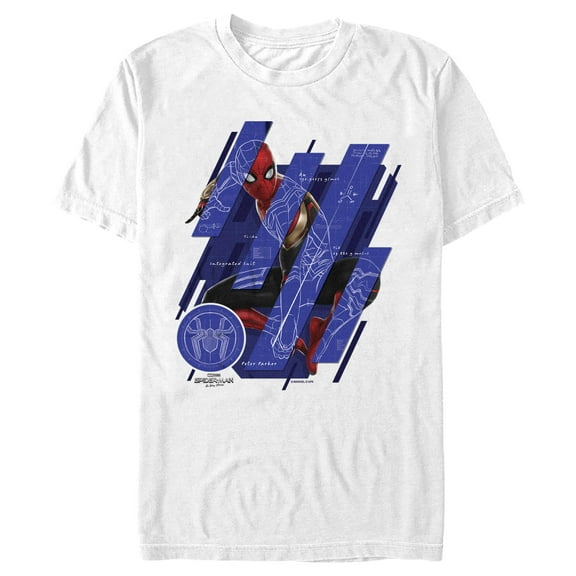 Men's Marvel Spider-Man: No Way Home Suit Blueprint Panels  Graphic Tee White Medium