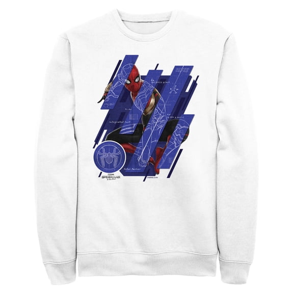 Men's Marvel Spider-Man: No Way Home Suit Blueprint Panels Sweatshirt White 2X Large
