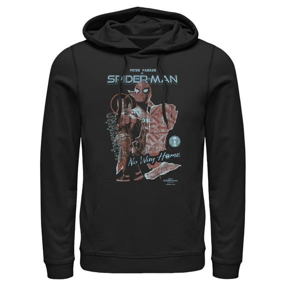 Men's Marvel Spider-Man: No Way Home Unmasked Pull Over Hoodie Black Small