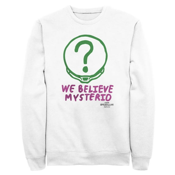 Men's Marvel Spider-Man: No Way Home We Believe Mysterio Pink and Green Sweatshirt White X Large