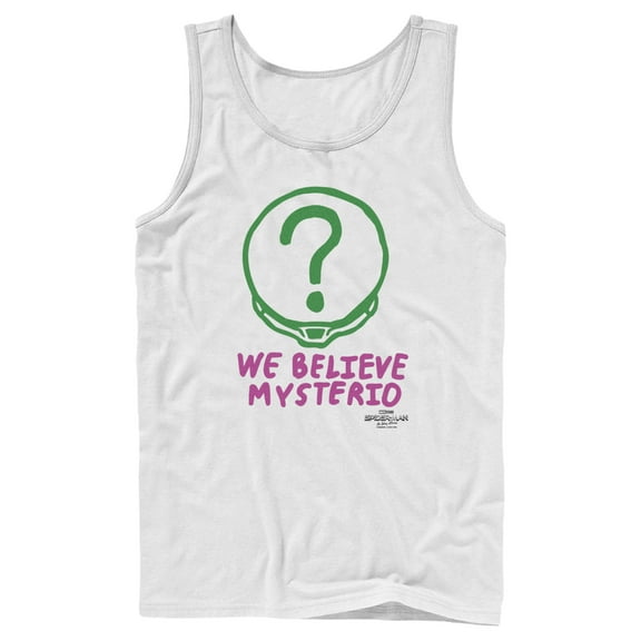 Men's Marvel Spider-Man: No Way Home We Believe Mysterio Pink and Green  Tank Top White X Large