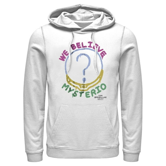 Men's Marvel Spider-Man: No Way Home We Believe Mysterio Pull Over Hoodie White 2X Large