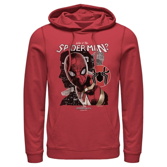Men's Marvel Spider-Man: No Way Home Who is the Spider-Man  Pull Over Hoodie Red X Large
